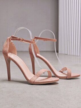 Elegant Blush Pink Stiletto Heels With Open Toe & Ankle Strap
